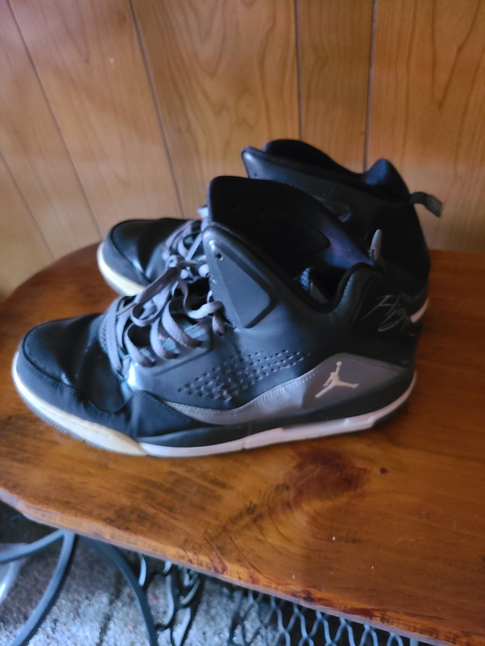 Jordan Men's High-Top Sneakers in Black and Gray Flight
